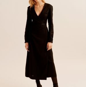 Kotn Woven Wrap Dress in Black